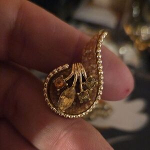 Elegant  Faux Gold and Yellow Paisley Brooch